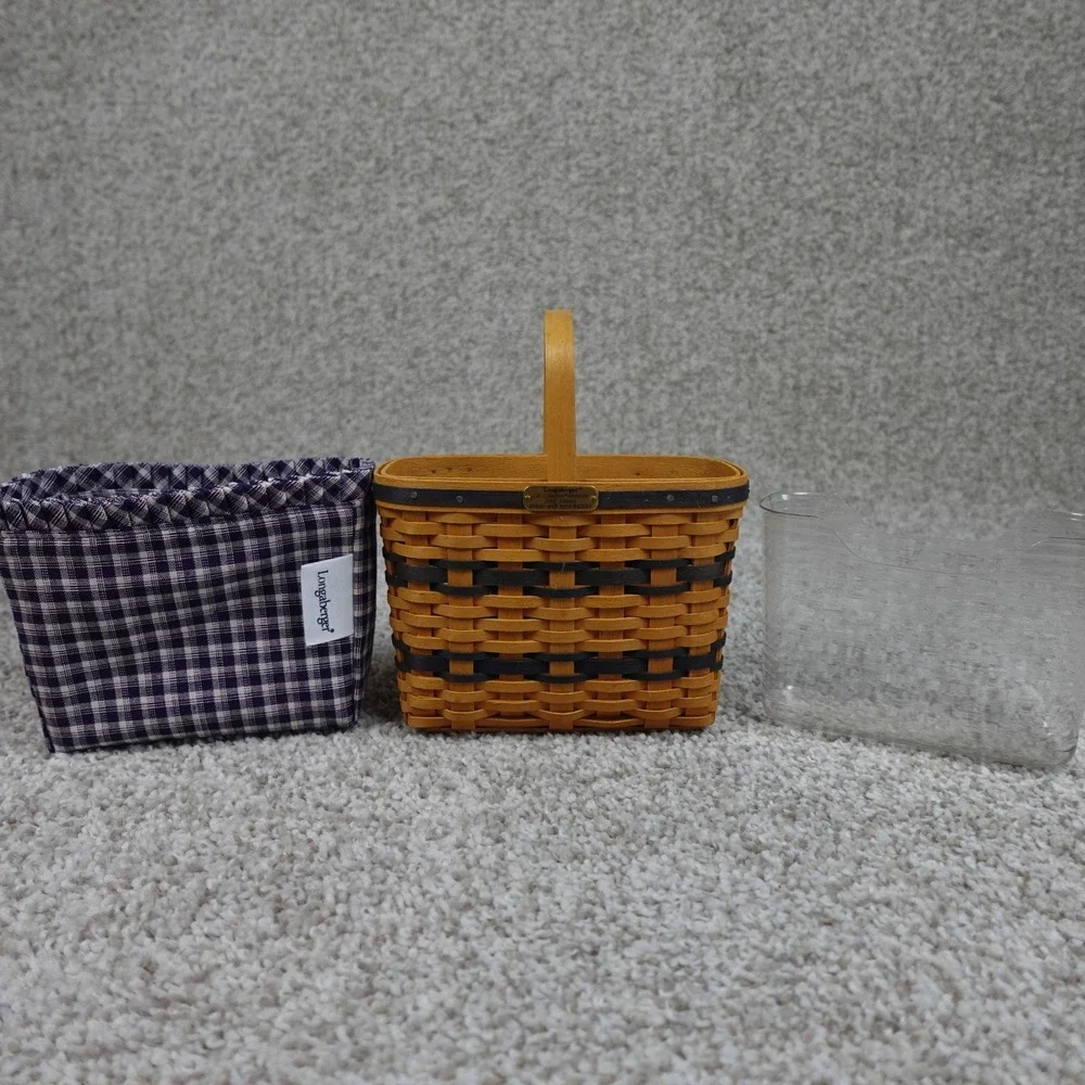 Longaberger 2000 JW Collection Miniature Bread & Milk Basket Set with Box Liner